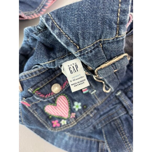 Osh Kosh baby gap infant girls 6-12 month denim jumper overall dresses lot of 2 - Picture 5 of 6